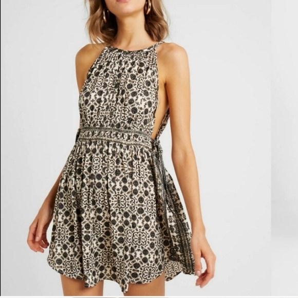 Free People Black and Cream High Low Dress - Picture 1 of 16